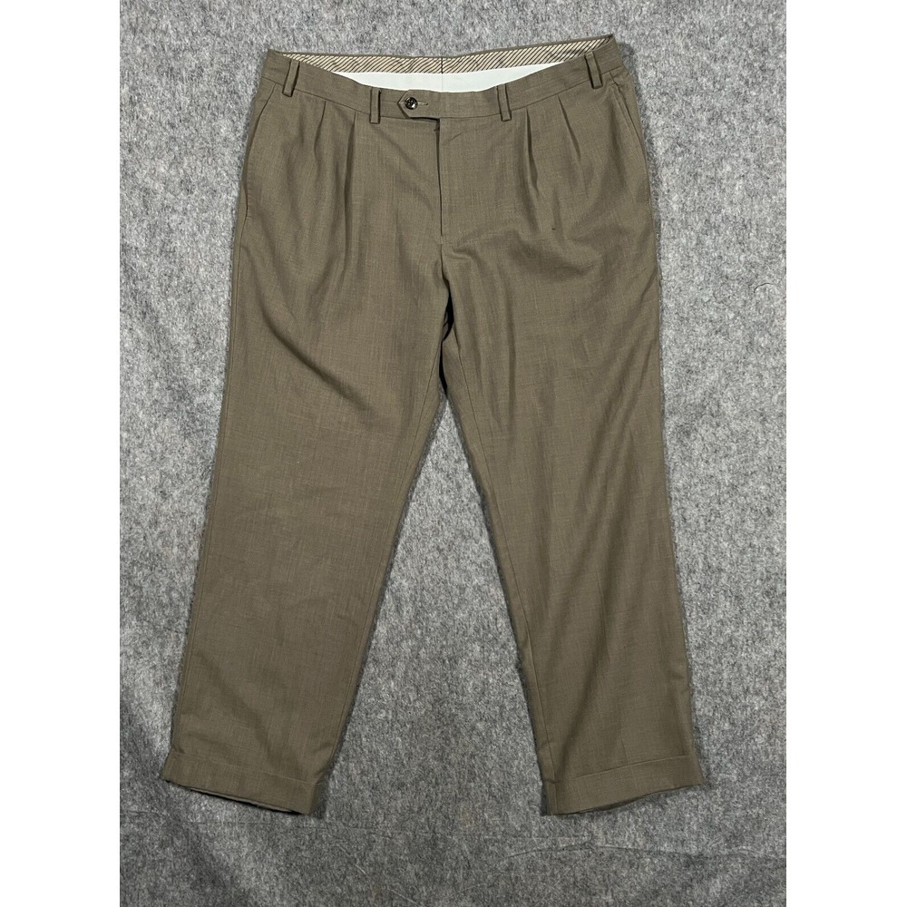 Lauren Ralph Lauren Men's Dress Pants Size 36 Brown Pleated Pockets Straight Leg